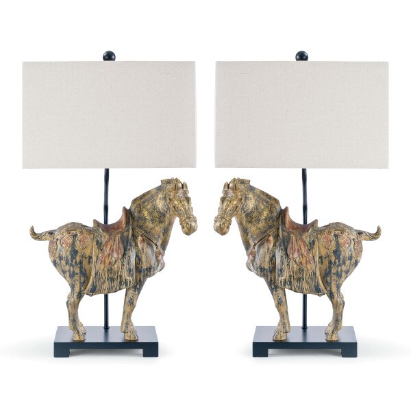 Dynasty Horse Table Lamps Pair